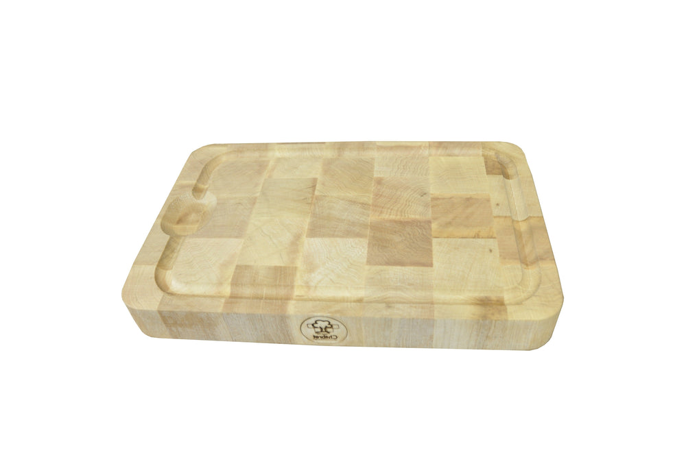 Planche en bois de bout de charme avec rigole ramasse jus