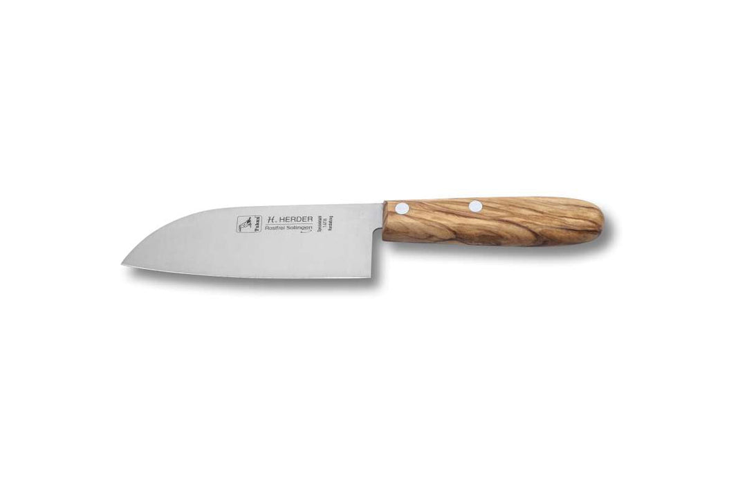 Mini couteau Santoku 13,5cm avec manche en bois d'olivier Couteaux de chef Solingen Germany