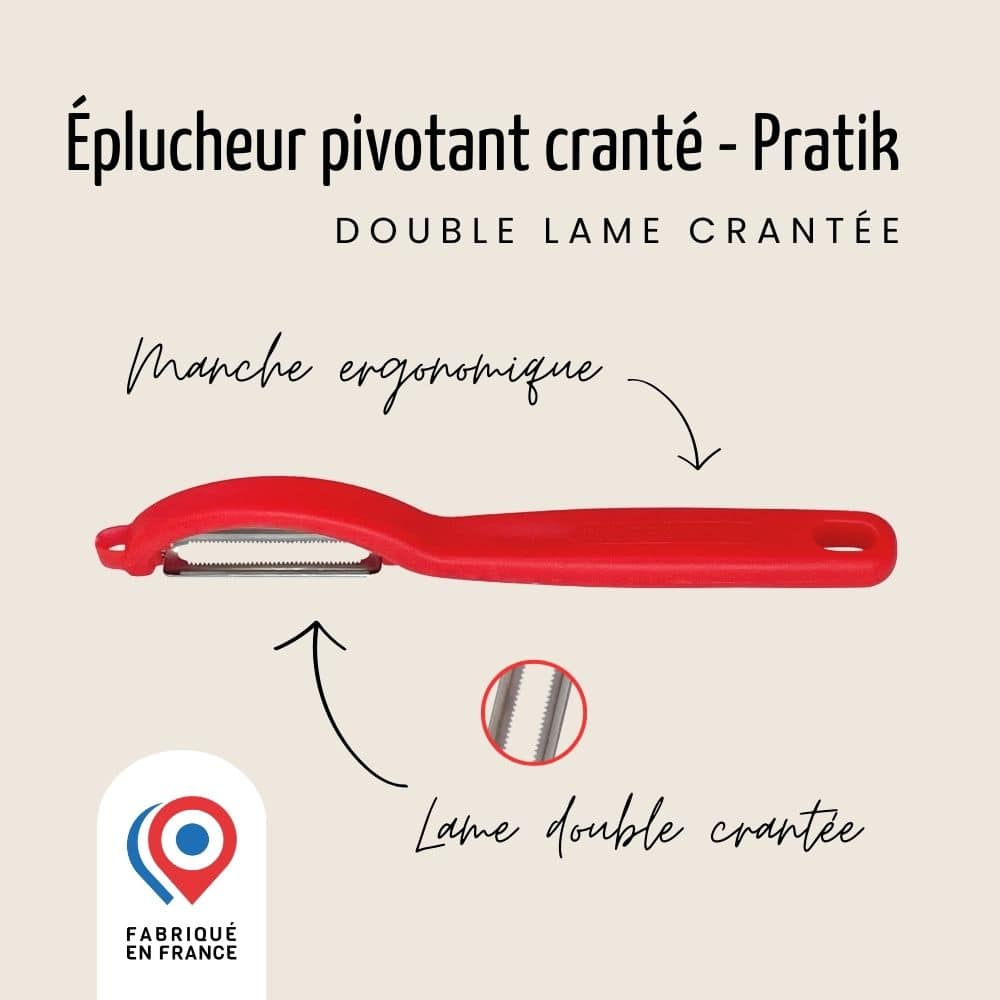 Éplucheur “I” – Pivotant – Lame double crantée | Nogent Daily