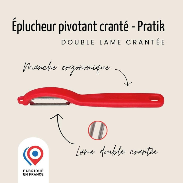 Éplucheur “I” – Pivotant – Lame double crantée | Nogent Daily