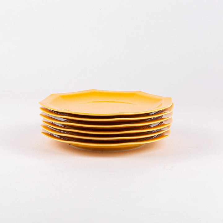 L'assiette à dessert en porcelaine octogonale - Jaune moutarde Assiettes à dessert Ogre la Fabrique