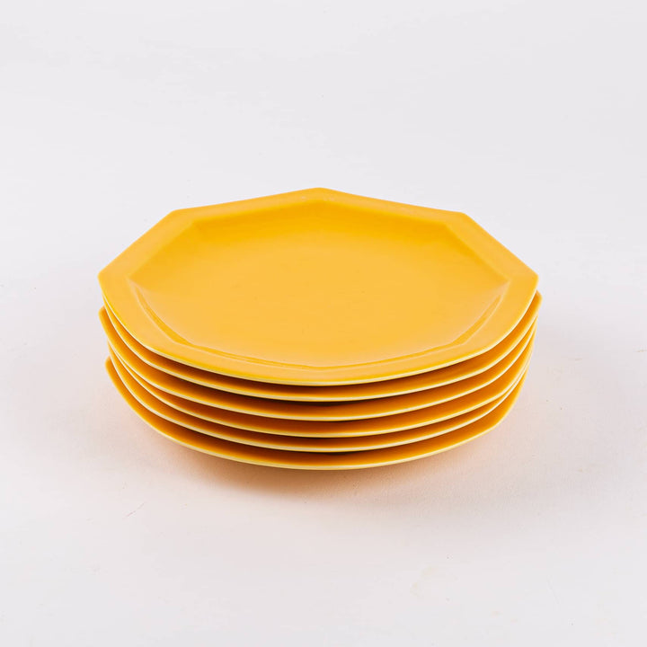 La grande assiette en porcelaine octogonale - Jaune moutarde Assiettes à diner Ogre la Fabrique