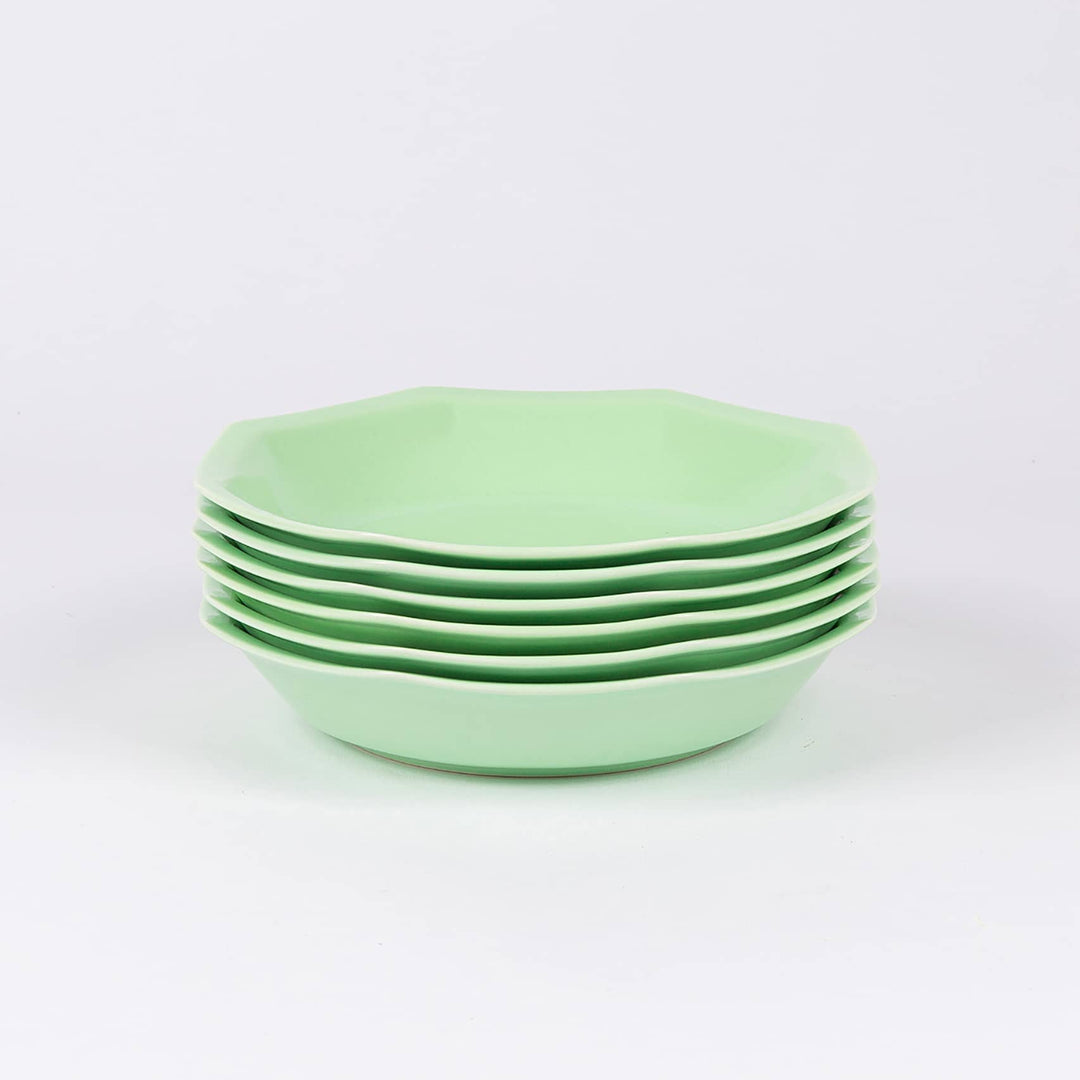 L'assiette creuse en porcelaine octogonale - Vert amande Assiettes creuses Ogre la Fabrique