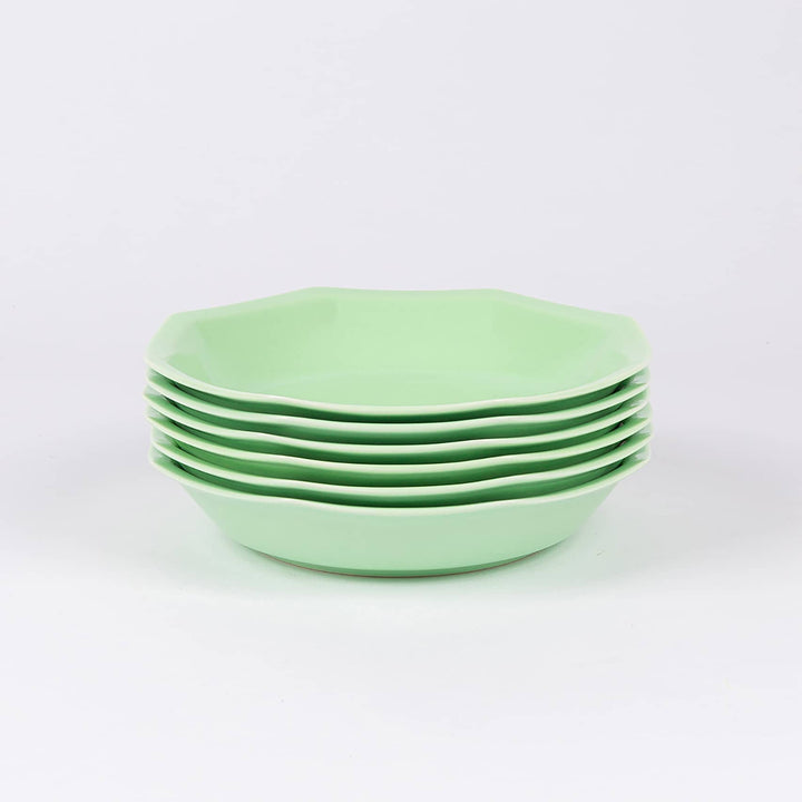 L'assiette creuse en porcelaine octogonale - Vert amande Assiettes creuses Ogre la Fabrique