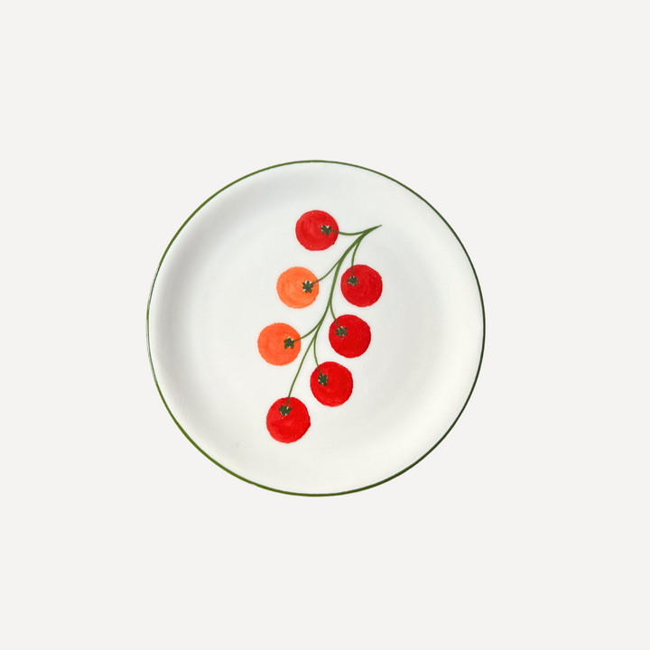 Petite assiette petites tomates & liseret vert (Set de 2)