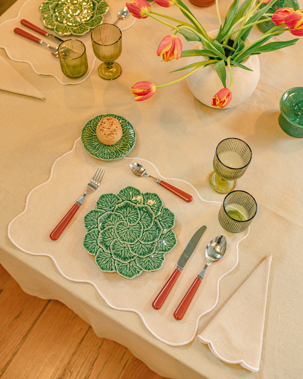 Set de table Palma, beige et blanc Sets de table Mariaida Home