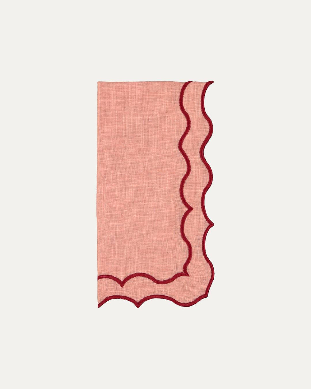 Serviette en lin et coton festonnée Navy, rose et rouge Serviettes de table Mariaida Home
