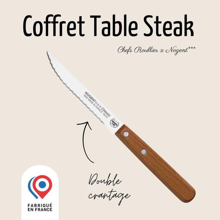Coffret Couteaux Steak crantés – Cerisier des bois | Nogent Iconic
