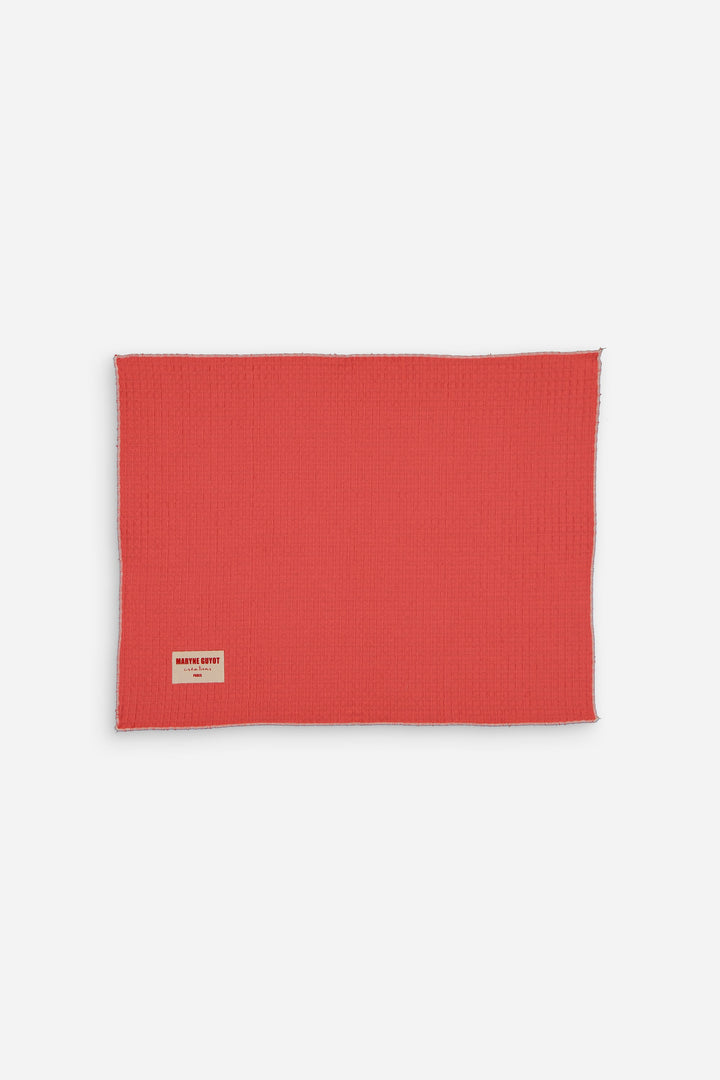 Set of 4 textured plain placemats - Coral Waffle