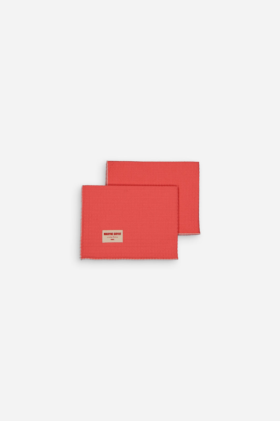 Set of 4 textured plain placemats - Coral Waffle