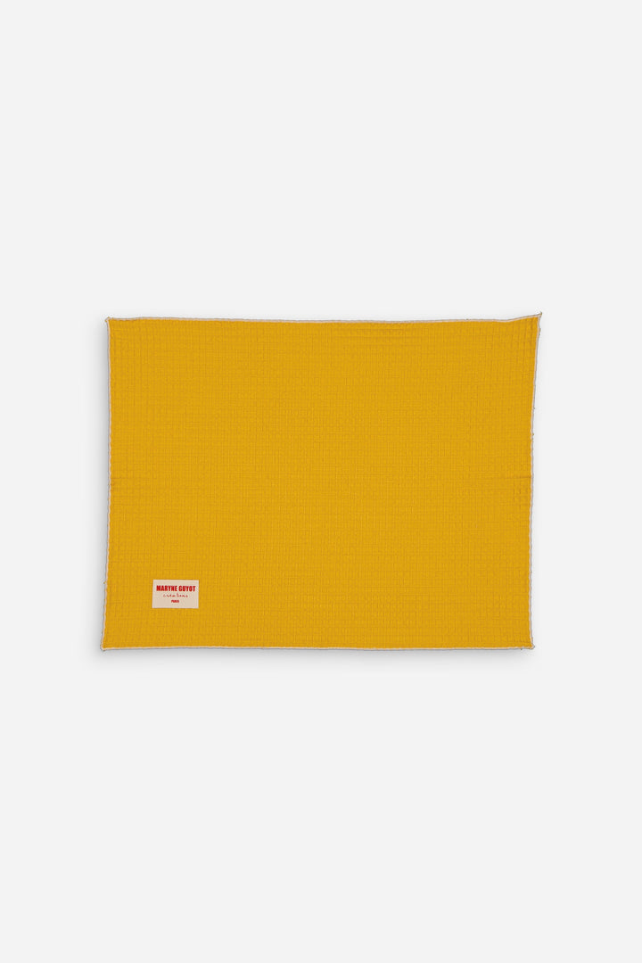 Set of 4 plain textured placemats - Mustard waffle 