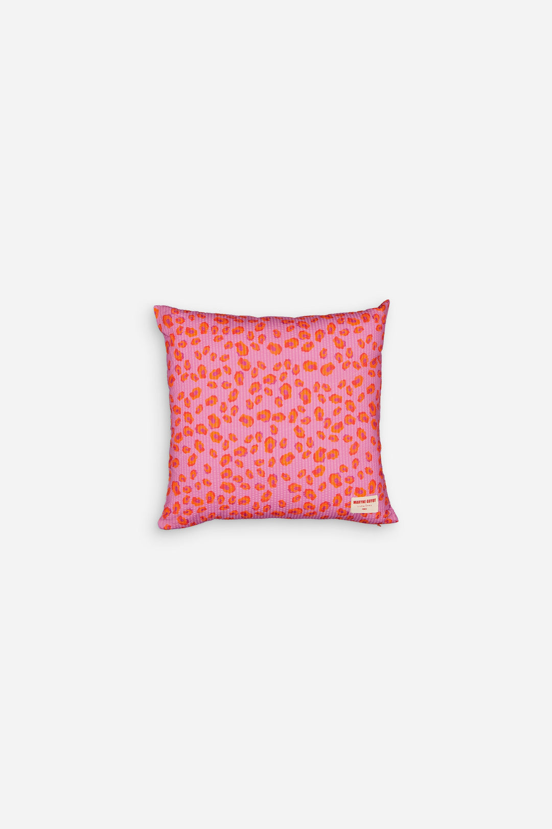 Coussin motif iconique léopard rose, violet et orange - GEORGES