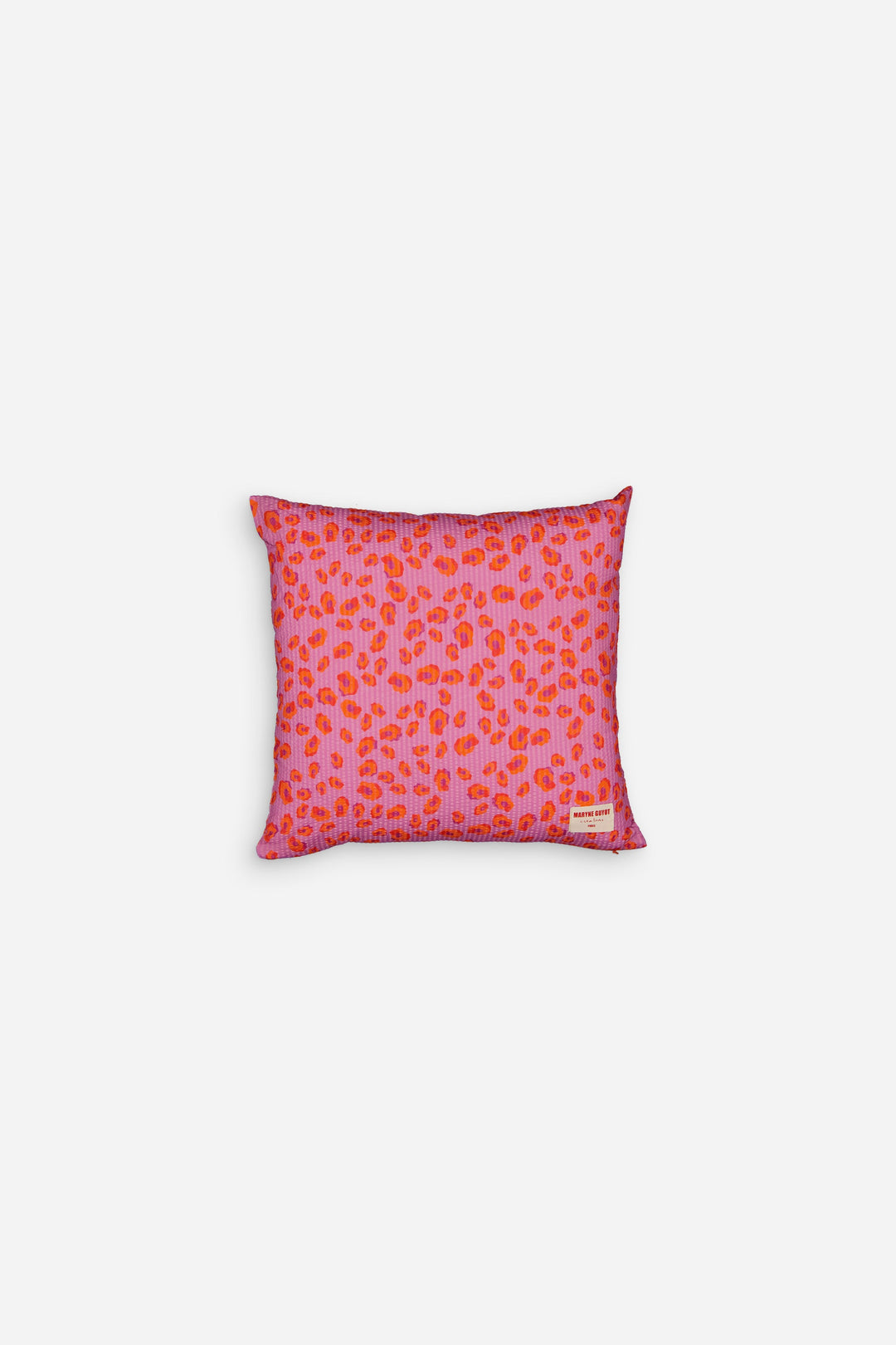 Coussin motif iconique léopard rose, violet et orange - GEORGES