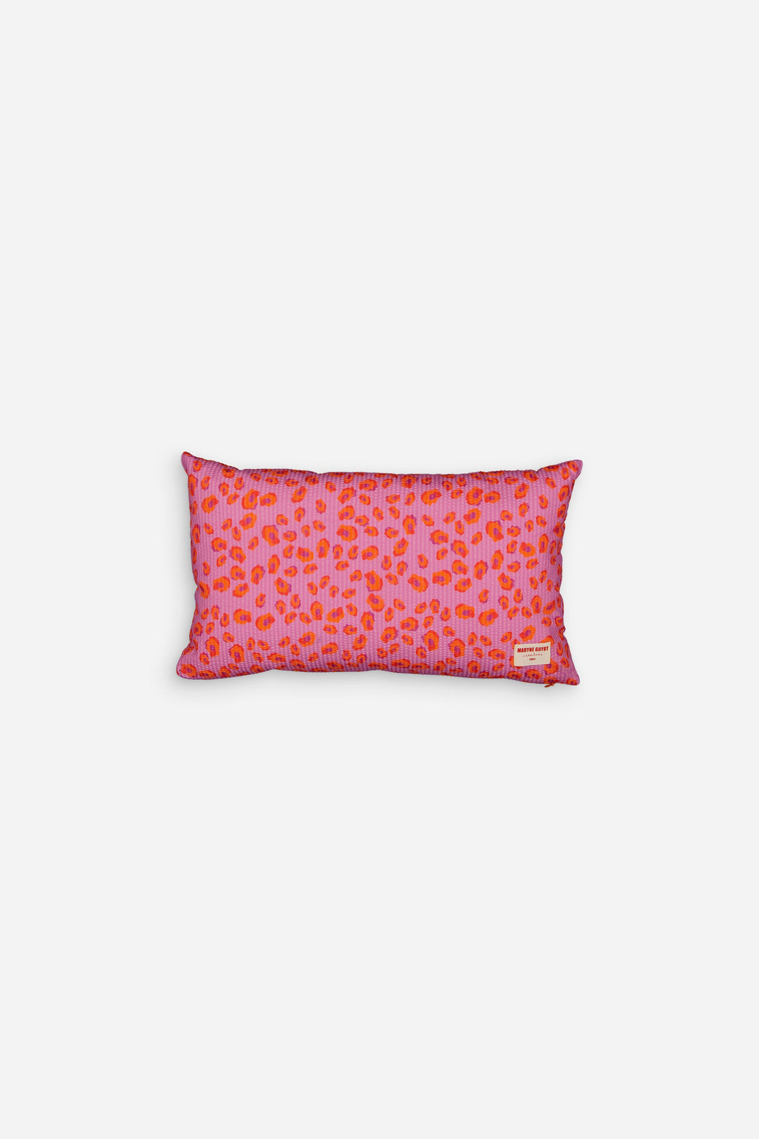 Coussin motif iconique léopard rose, violet et orange - GEORGES