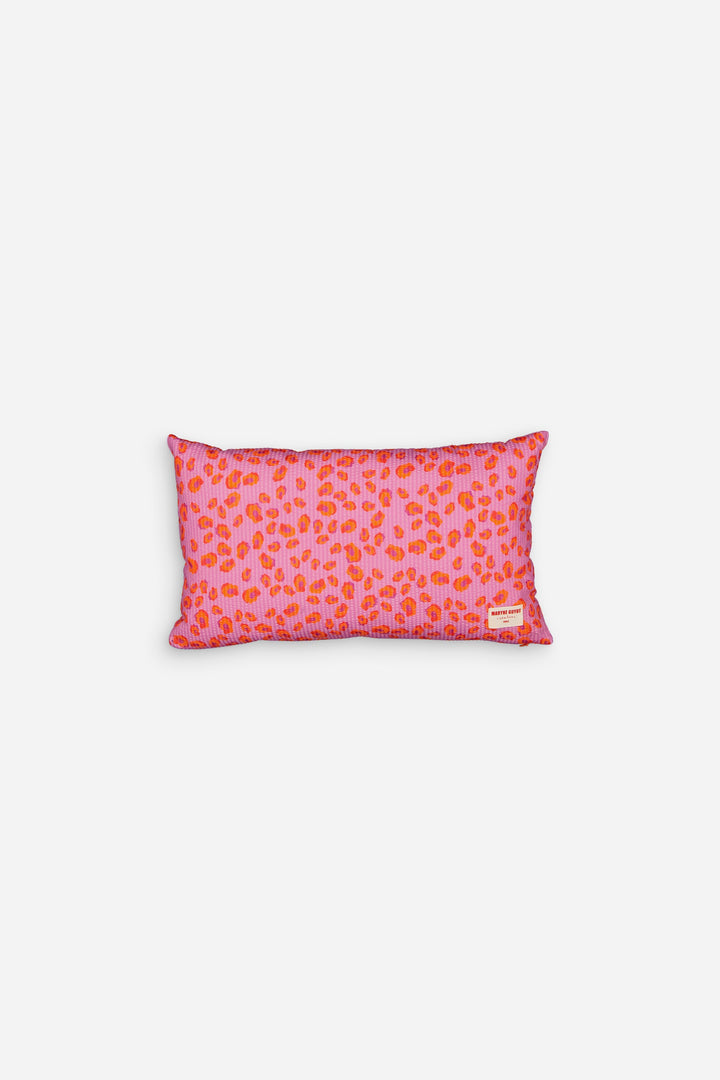 Coussin motif iconique léopard rose, violet et orange - GEORGES