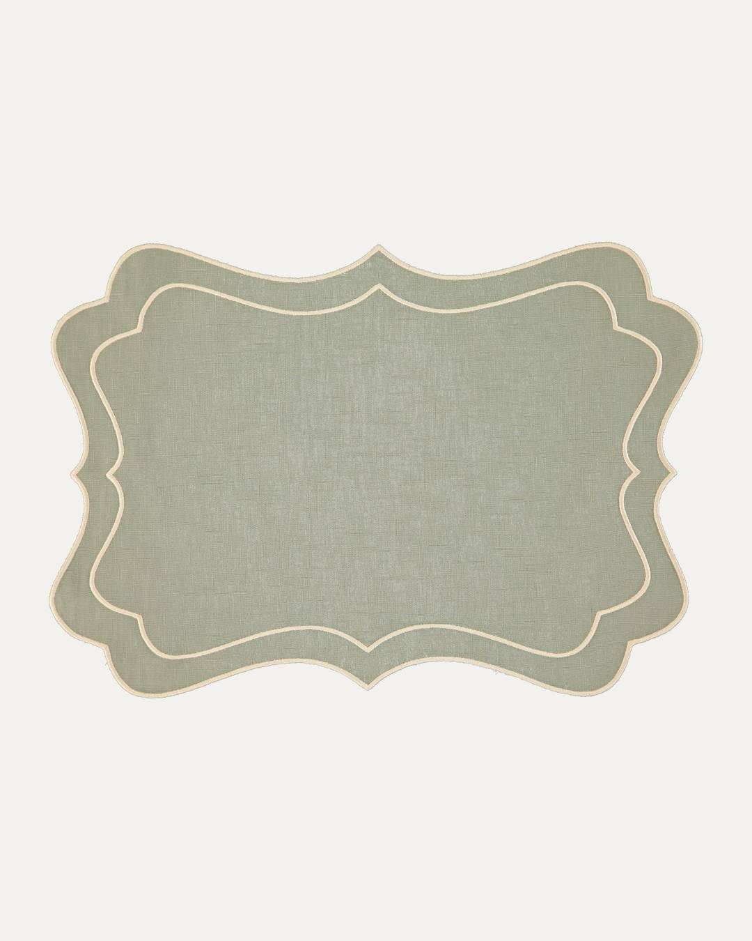 Brisa Placemat, Green and Ecru Scallop