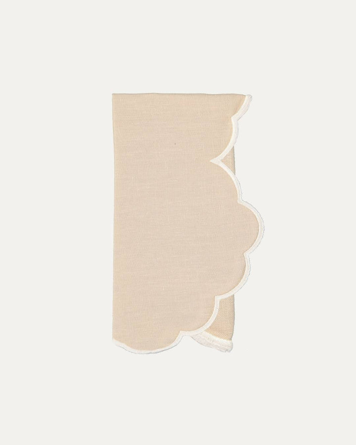 Serviette en lin Iris, beige et blanc Serviettes de table Mariaida Home