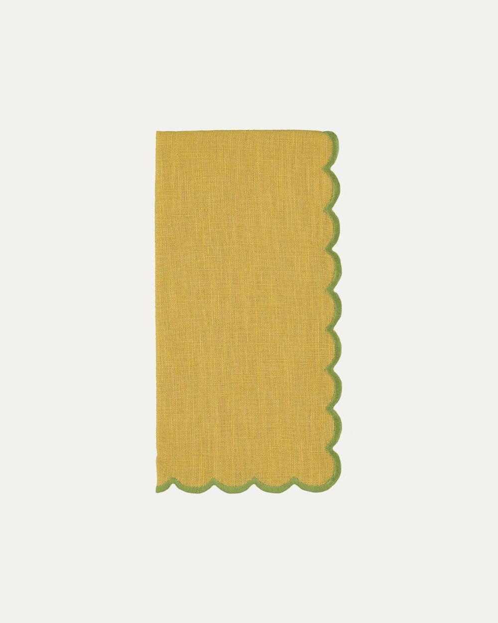 Serviette en lin et coton festonnée Aurora, jaune et vert Serviettes de table Mariaida Home