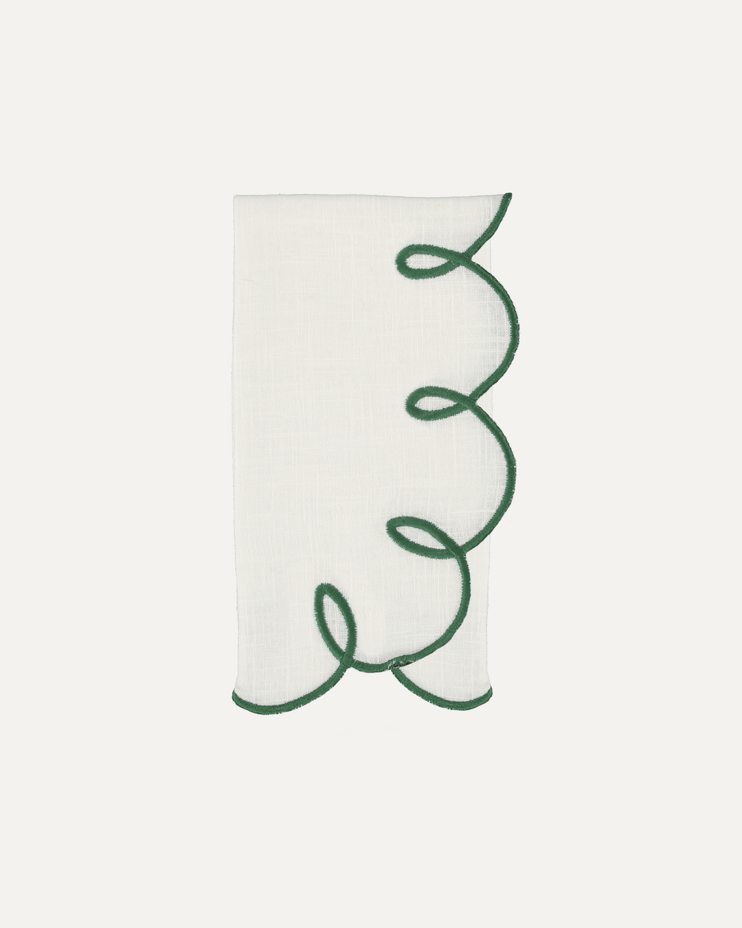 Serviette de table en lin et coton festonnée Lisboa, beige et vert Serviettes de table Mariaida Home