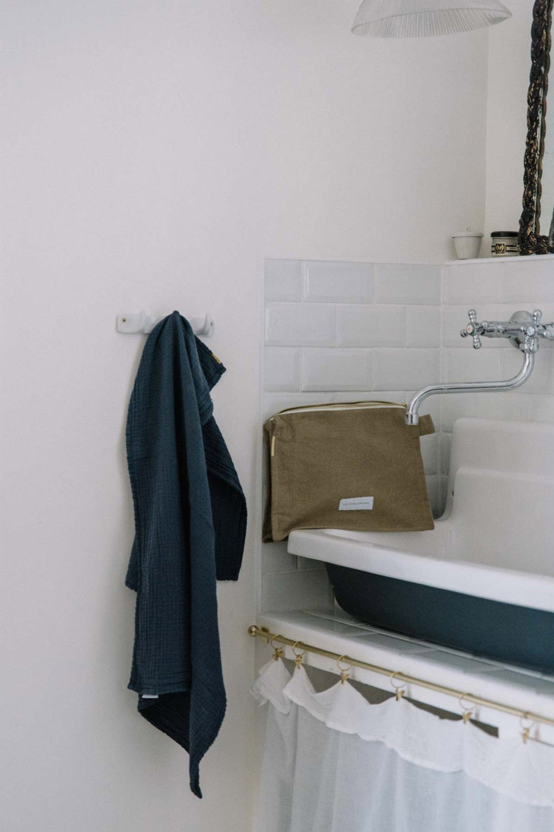 Torchon en double gaze de coton bleu orage Torchons Les Pensionnaires