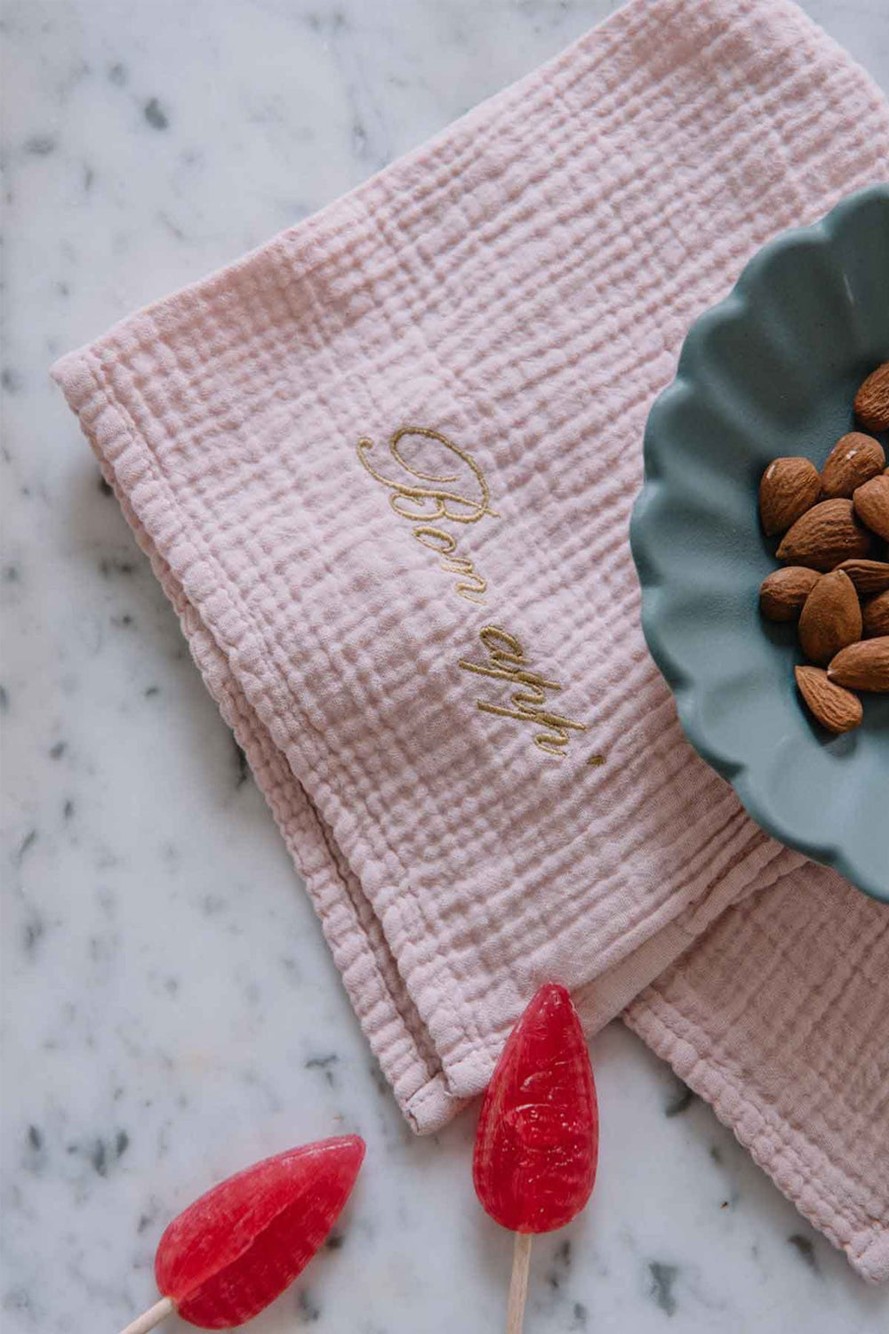 Serviettes de table en double gaze de coton rose délicat (lot de 2) Serviettes de table Les Pensionnaires
