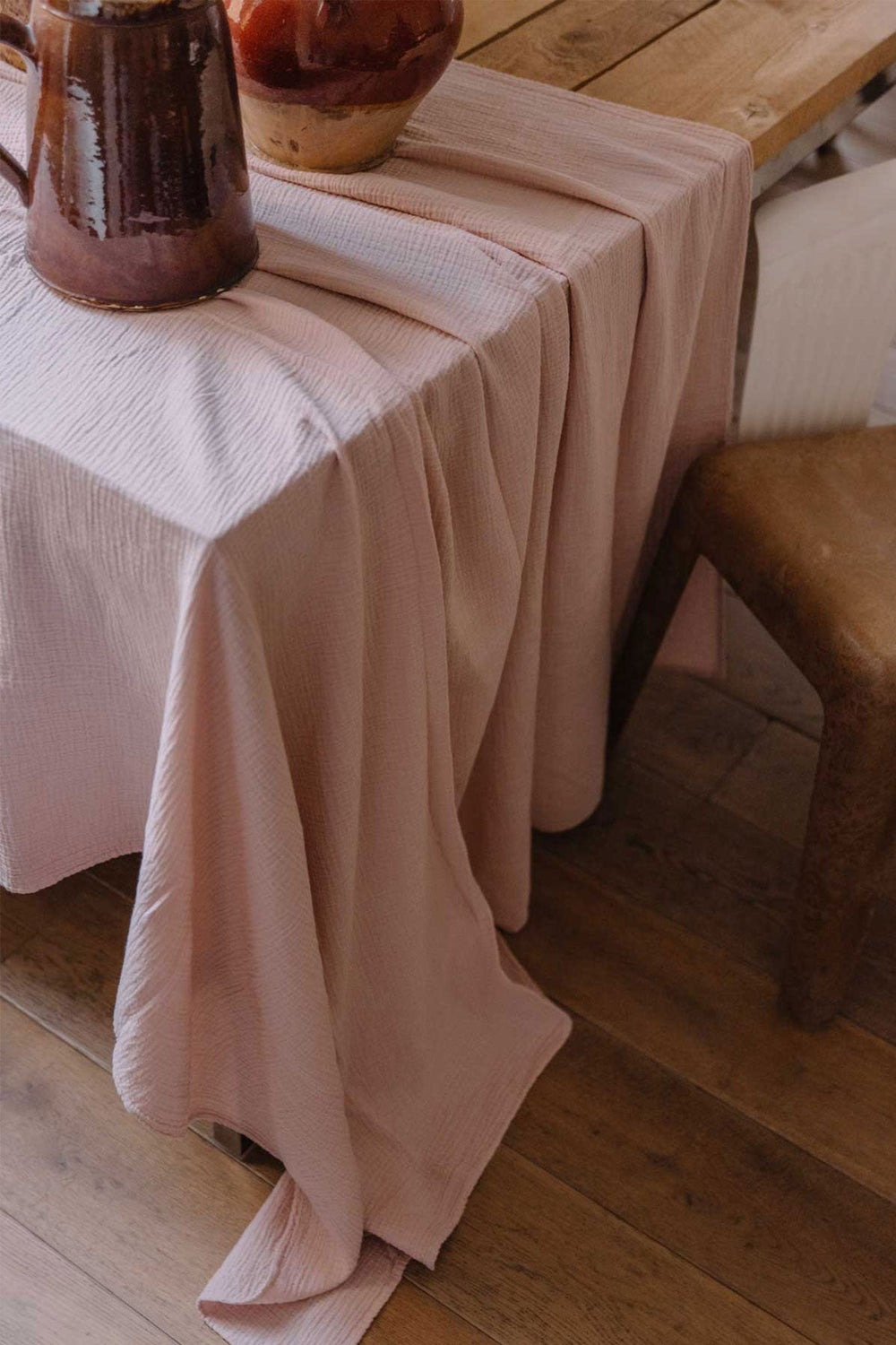 Nappe en double gaze de coton rose délicat Nappes Les Pensionnaires
