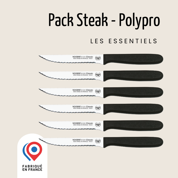 Pack Steak - Polypropylène noir | 1 Couteau Steak offert