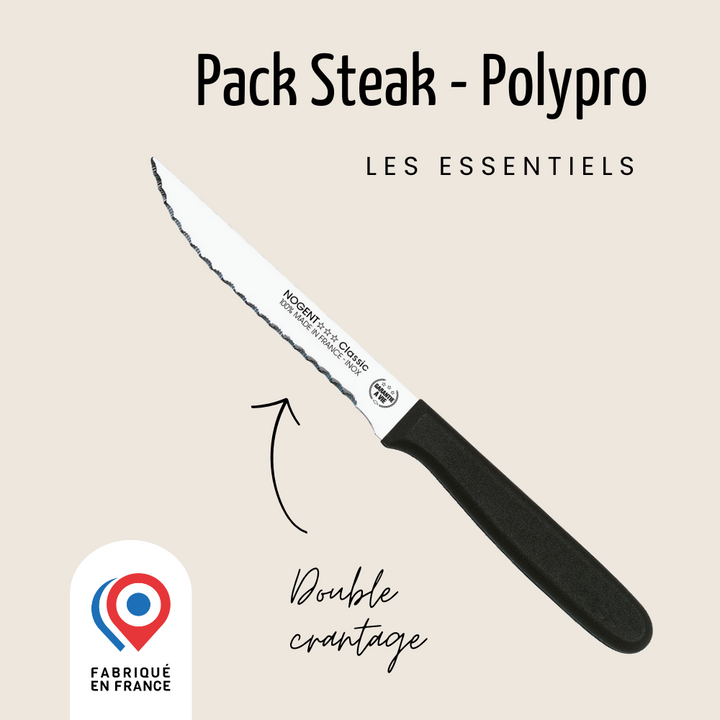 Pack Steak - Polypropylène noir | 1 Couteau Steak offert