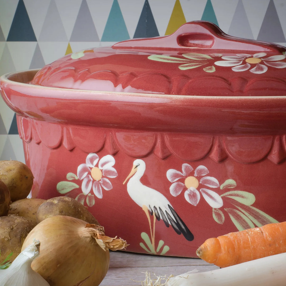 Oval terrine with cherry stork