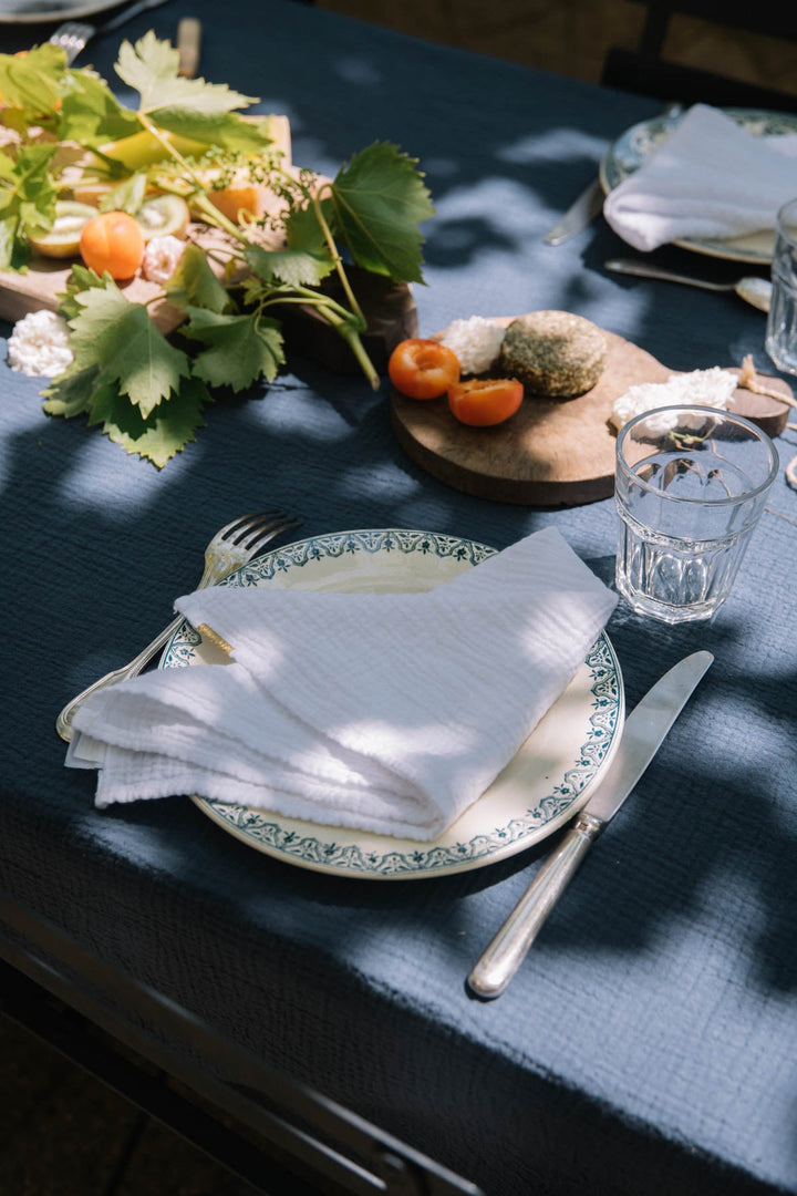Serviettes de table en double gaze de coton blanc immaculé (lot de 2) Serviettes de table Les Pensionnaires
