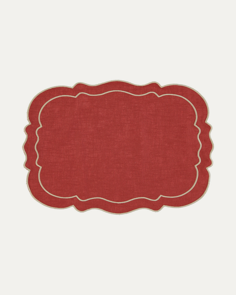 Set de table en lin et coton festonné Clou, terracota et écru Sets de table Mariaida Home