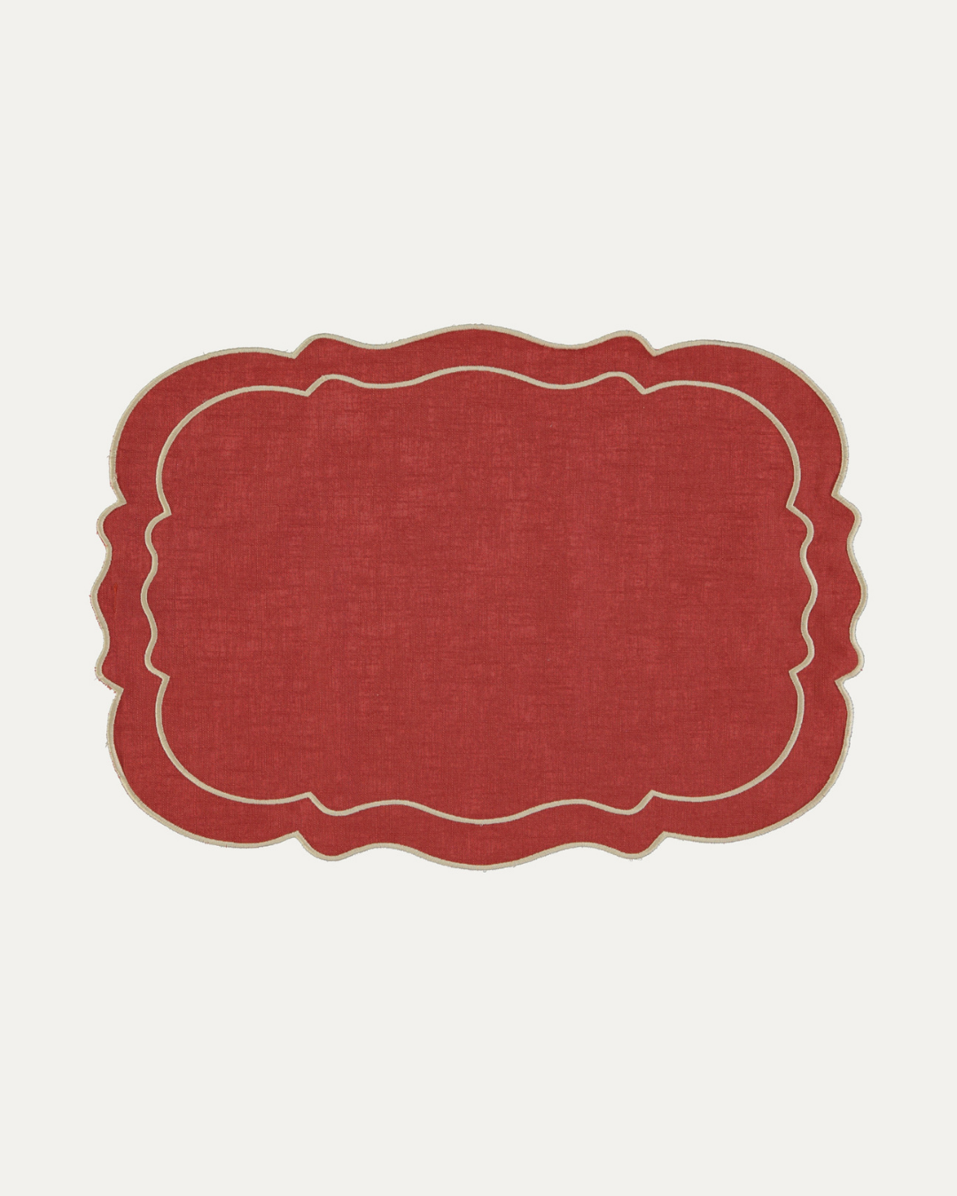 Set de table en lin et coton festonné Clou, terracota et écru Sets de table Mariaida Home