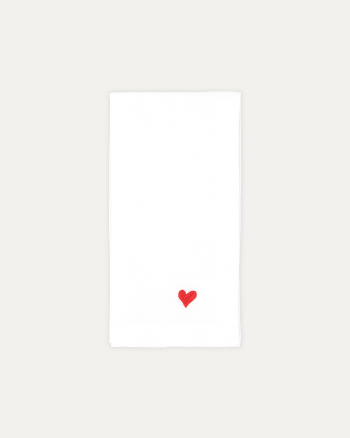 Linen and cotton napkin with red heart pattern