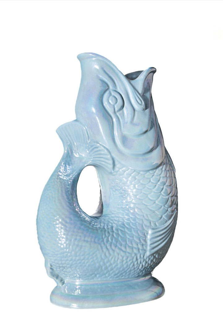Autenthique Carafe GlouGlou Poisson | Gluggle jug | Bleu ciel irisé