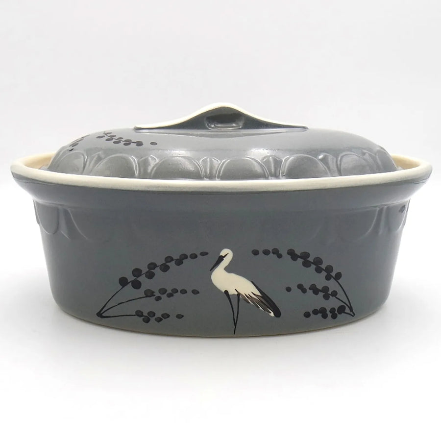 Terrine ovale gris cigogne épis Terrines Poterie Beck