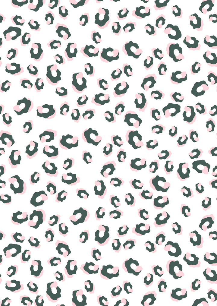 Vase bas motif léopard vert et rose - ALMA
