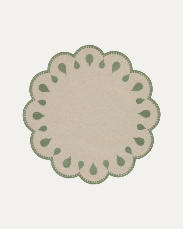 Set de table Gotas, beige et vert