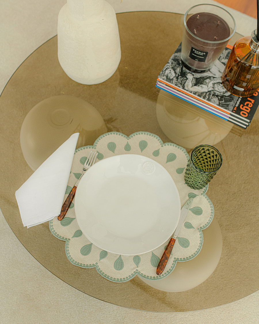 Set de table Gotas, beige et vert Sets de table Mariaida Home