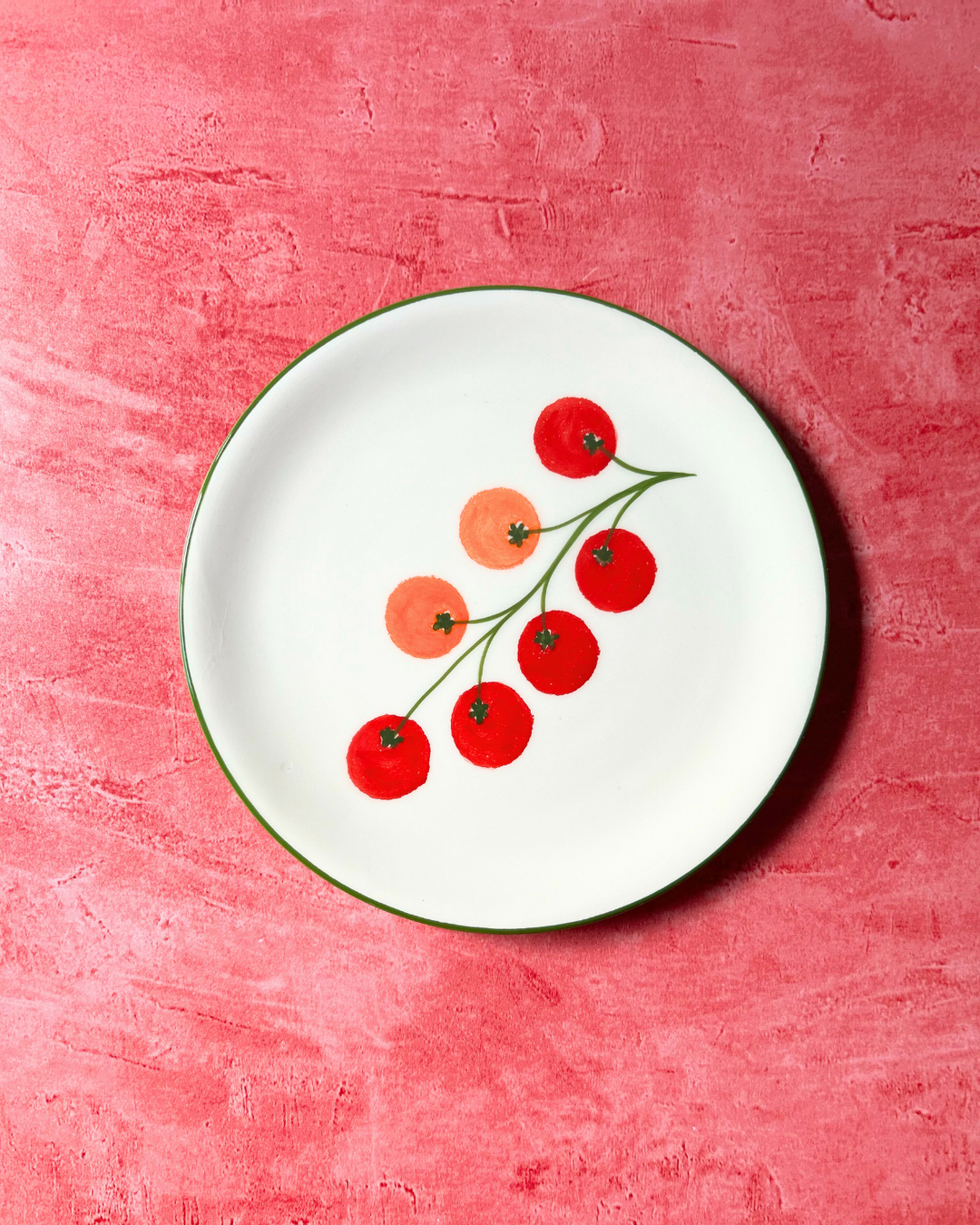 Petite assiette petites tomates & liseret vert (Set de 2)