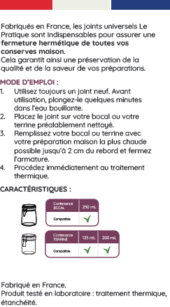 Sachet de 10 joints universels Ø 70 mm - Le Pratique Joints de conservation Le Pratique