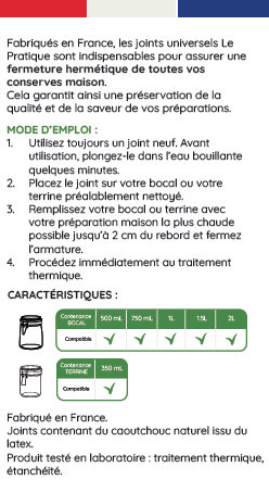 Sachet de 10 joints universels Ø 85 mm - Le Pratique Joints de conservation Le Pratique