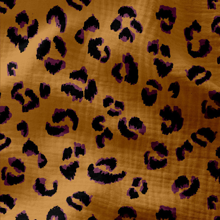 Coffret 4 Serviettes de Table – Gaze de Coton – Leopard Fauve – 40x40 cm
