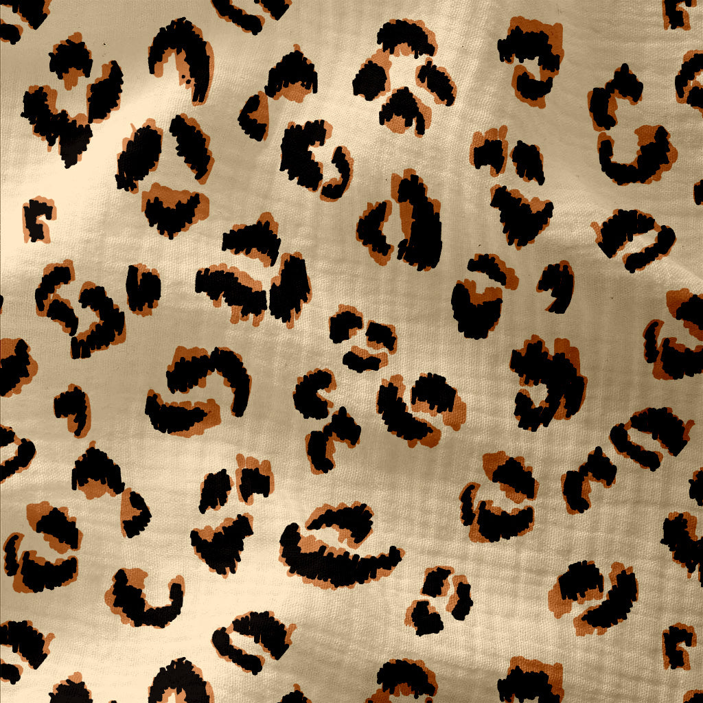 6 double cotton gauze napkins with leopard pattern made in France