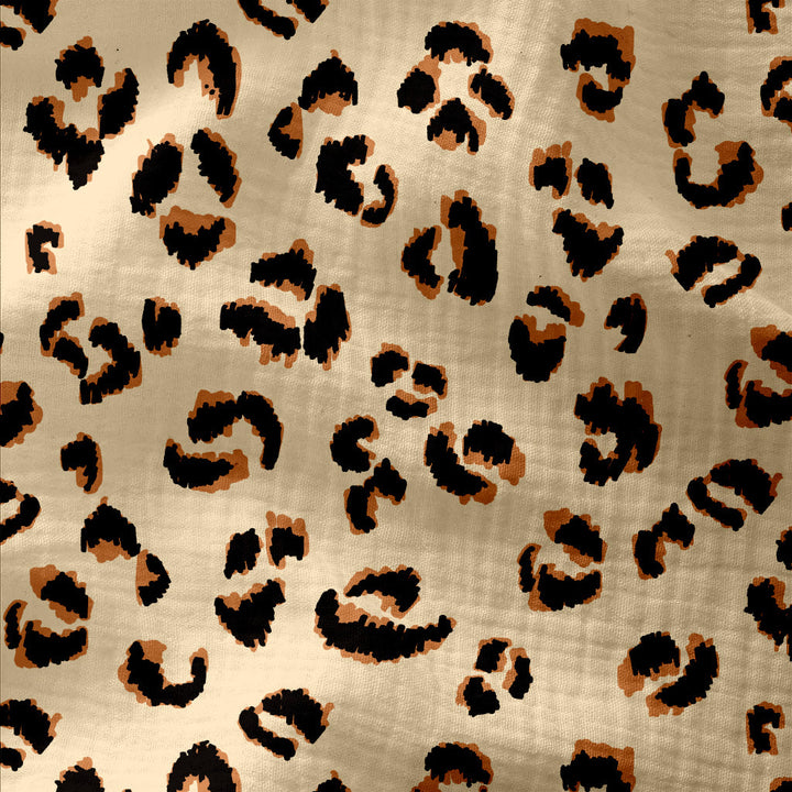 6 double cotton gauze napkins with leopard pattern made in France
