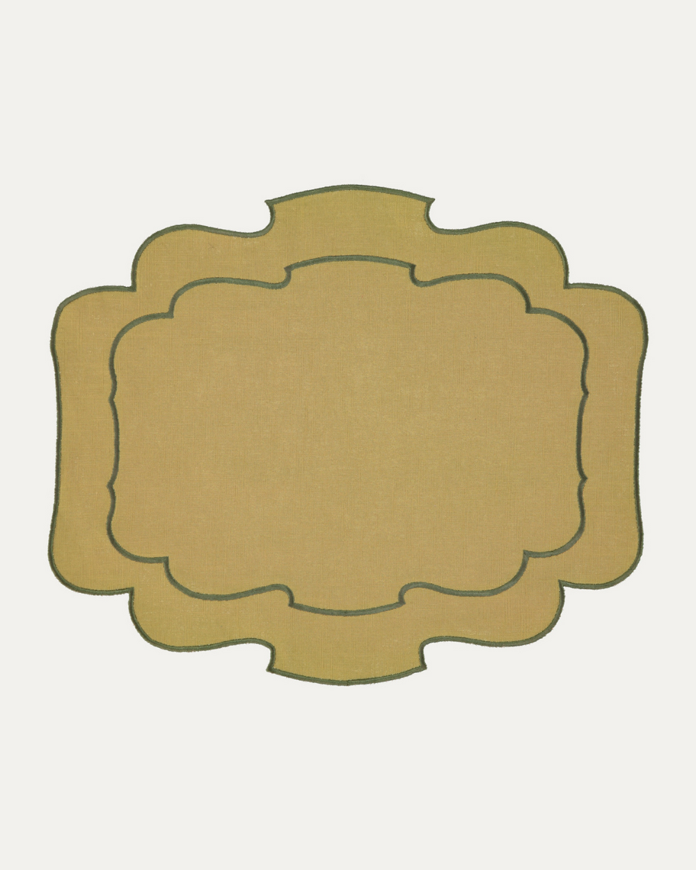 Set de table en lin et coton festonné Belmonte, vert sur vert Sets de table Mariaida Home