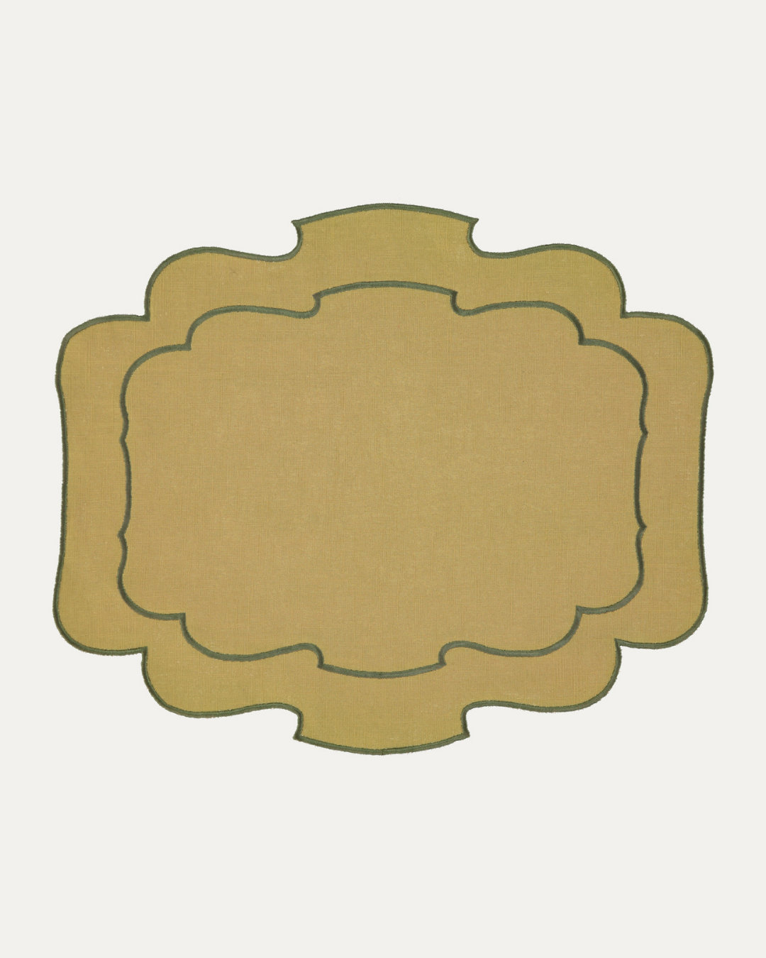 Set de table en lin et coton festonné Belmonte, vert sur vert Sets de table Mariaida Home