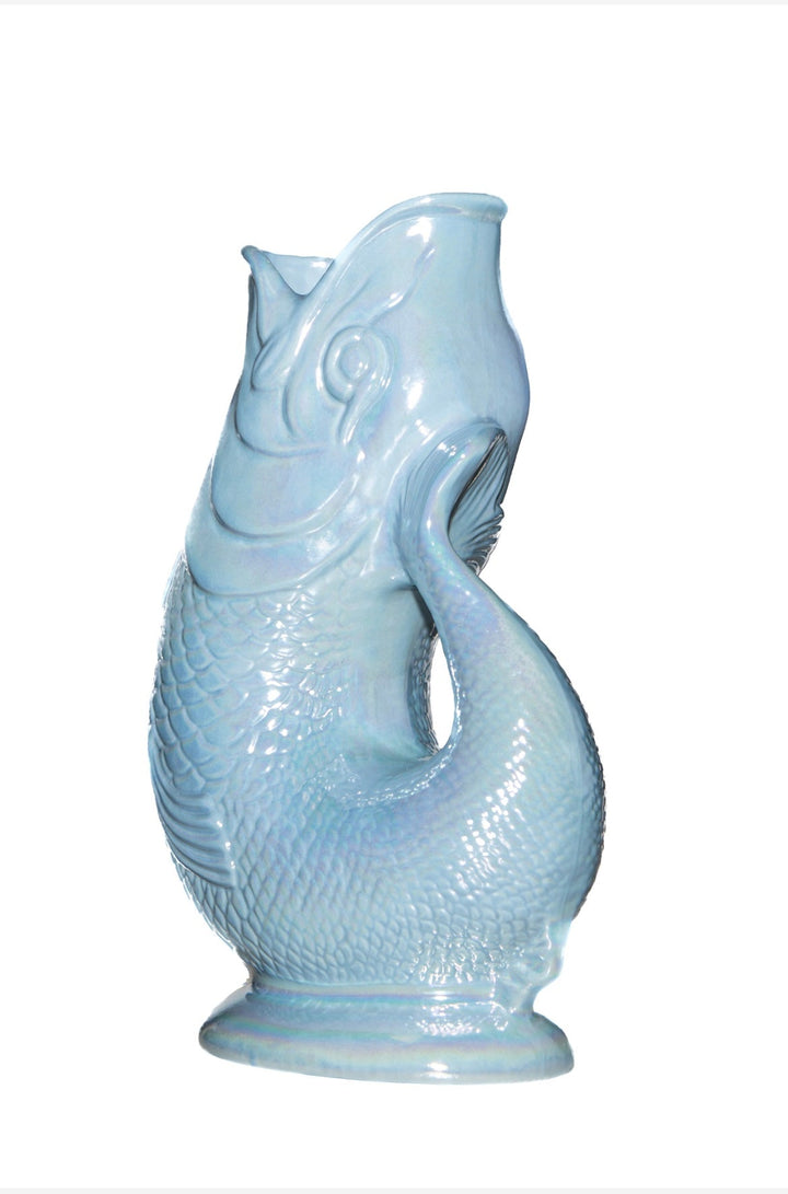 Autenthique Carafe GlouGlou Poisson | Gluggle jug | Bleu ciel irisé