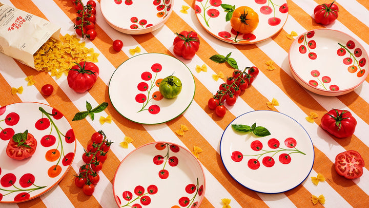 Large Tomato Dinner Plate (Red Trim) (Set of 2)