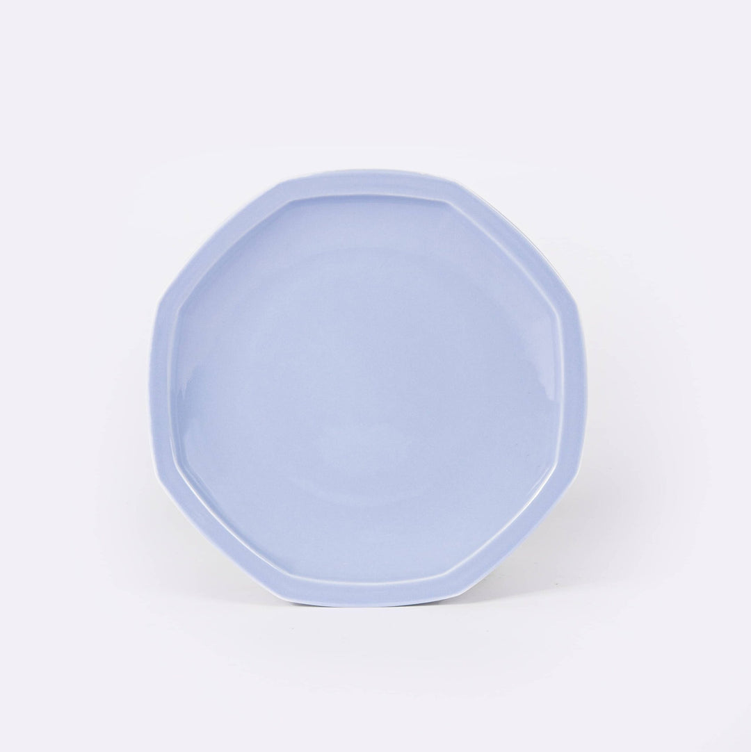 La grande assiette en porcelaine octogonale - Bleu pastel Assiettes à diner Ogre la Fabrique