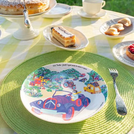 Coffret cadeau de 2 assiettes à dessert en mélamine - Bicyclette & Automobile - Ø 21 cm Lots d'assiettes Ours Blanc